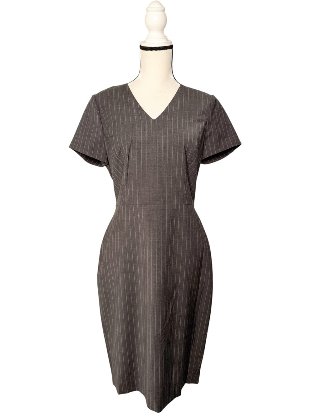 Brooks Brothers Gray Pinstriped Sheath Dress Size 6